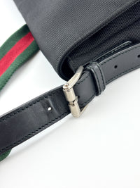 337074 Techno Large Web Nylon Canvas Messenger Bag Black