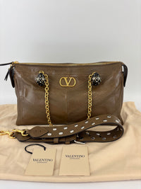 Panthea Shoulder Bag in Chevron Nappa Leather Tundra