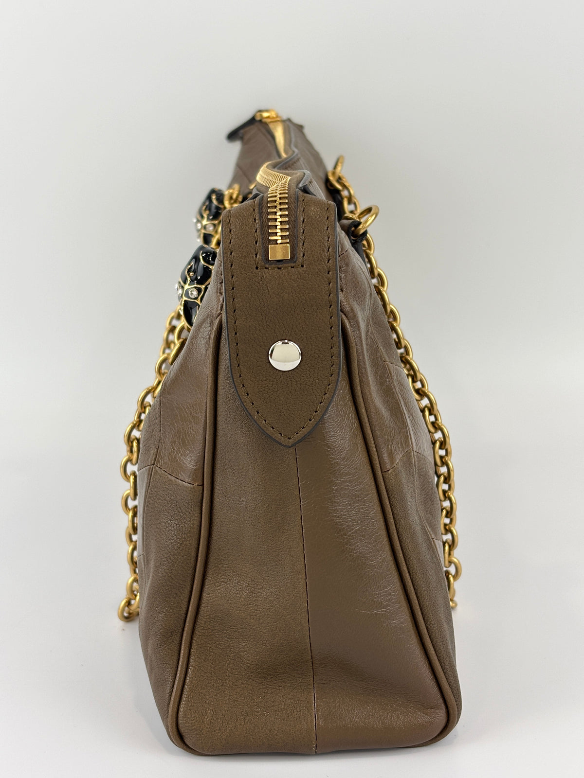 Panthea Shoulder Bag in Chevron Nappa Leather Tundra