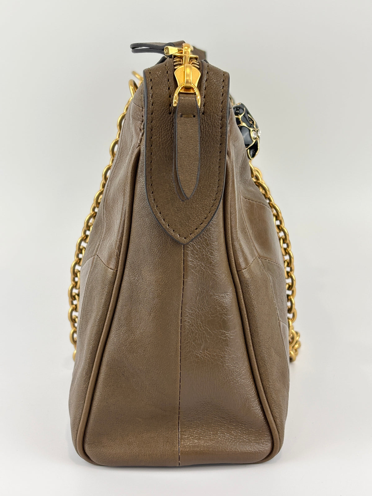 Panthea Shoulder Bag in Chevron Nappa Leather Tundra