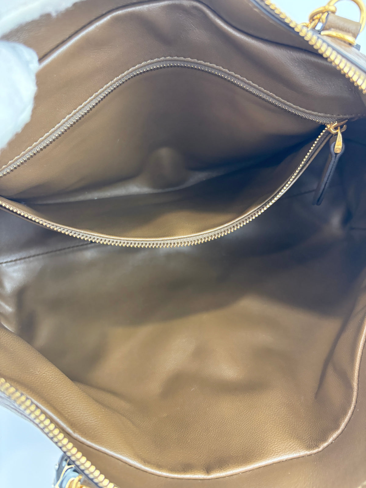 Panthea Shoulder Bag in Chevron Nappa Leather Tundra