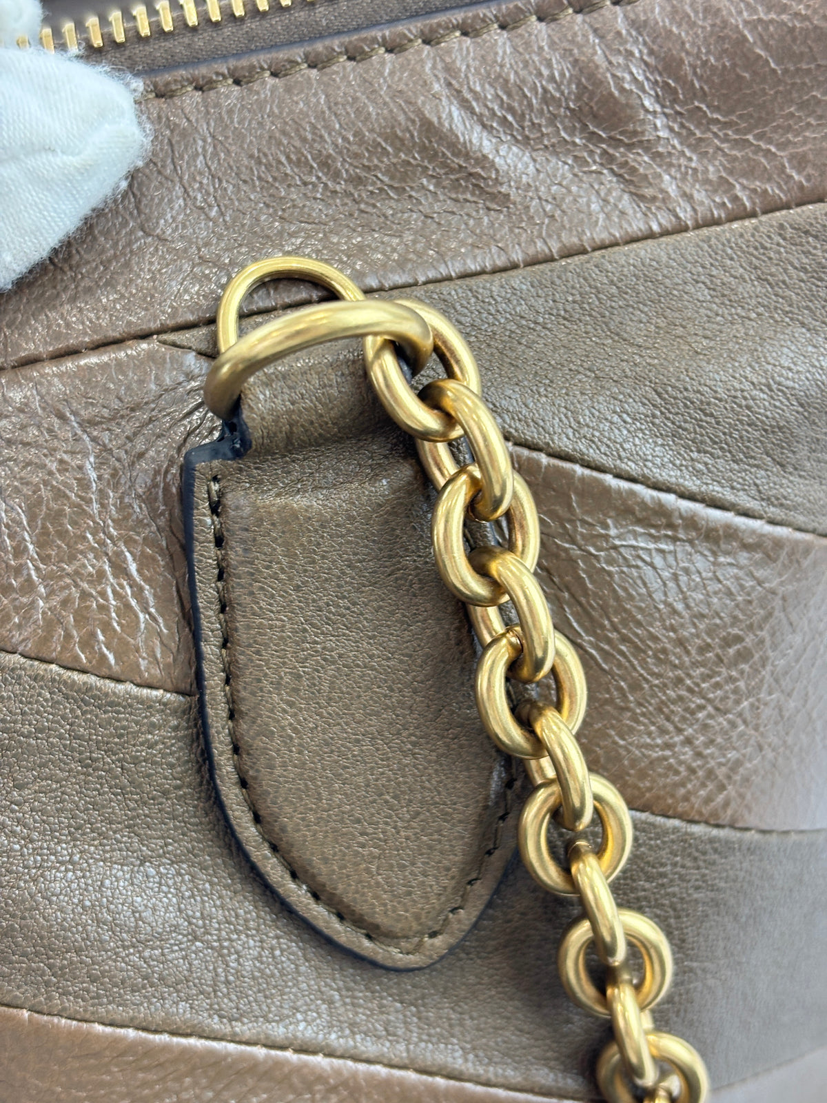Panthea Shoulder Bag in Chevron Nappa Leather Tundra
