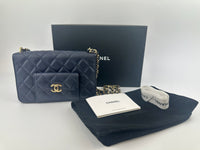 22A Pocket Twins Navy Caviar Wallet on Chain GHW