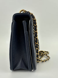 22A Pocket Twins Navy Caviar Wallet on Chain GHW