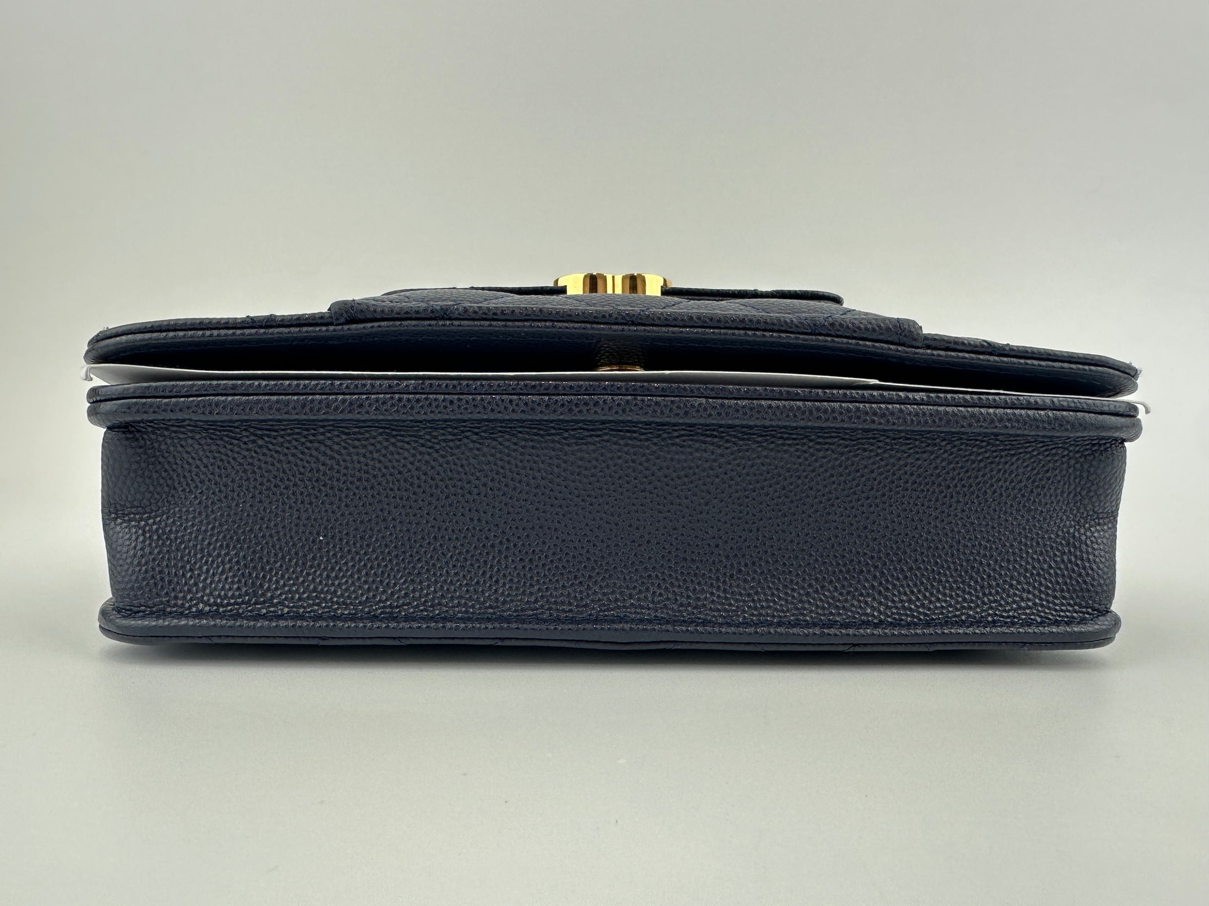 22A Pocket Twins Navy Caviar Wallet on Chain GHW