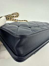 22A Pocket Twins Navy Caviar Wallet on Chain GHW