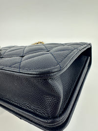 22A Pocket Twins Navy Caviar Wallet on Chain GHW