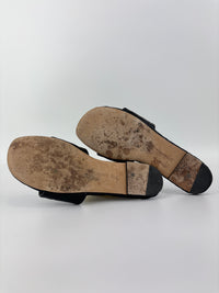 Amy Intrecciato Flat Sandals in Black Leather Size 39