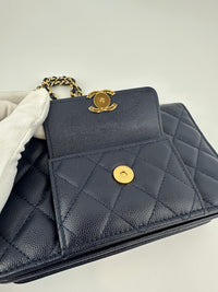 22A Pocket Twins Navy Caviar Wallet on Chain GHW