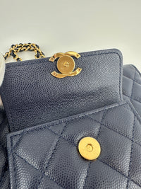 22A Pocket Twins Navy Caviar Wallet on Chain GHW
