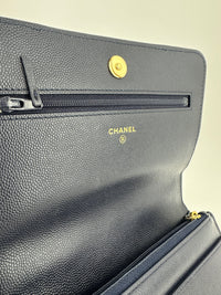 22A Pocket Twins Navy Caviar Wallet on Chain GHW