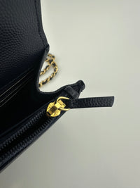 22A Pocket Twins Navy Caviar Wallet on Chain GHW