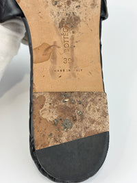 Amy Intrecciato Flat Sandals in Black Leather Size 39
