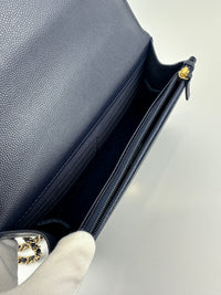 22A Pocket Twins Navy Caviar Wallet on Chain GHW