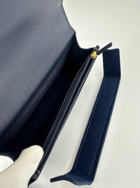 22A Pocket Twins Navy Caviar Wallet on Chain GHW