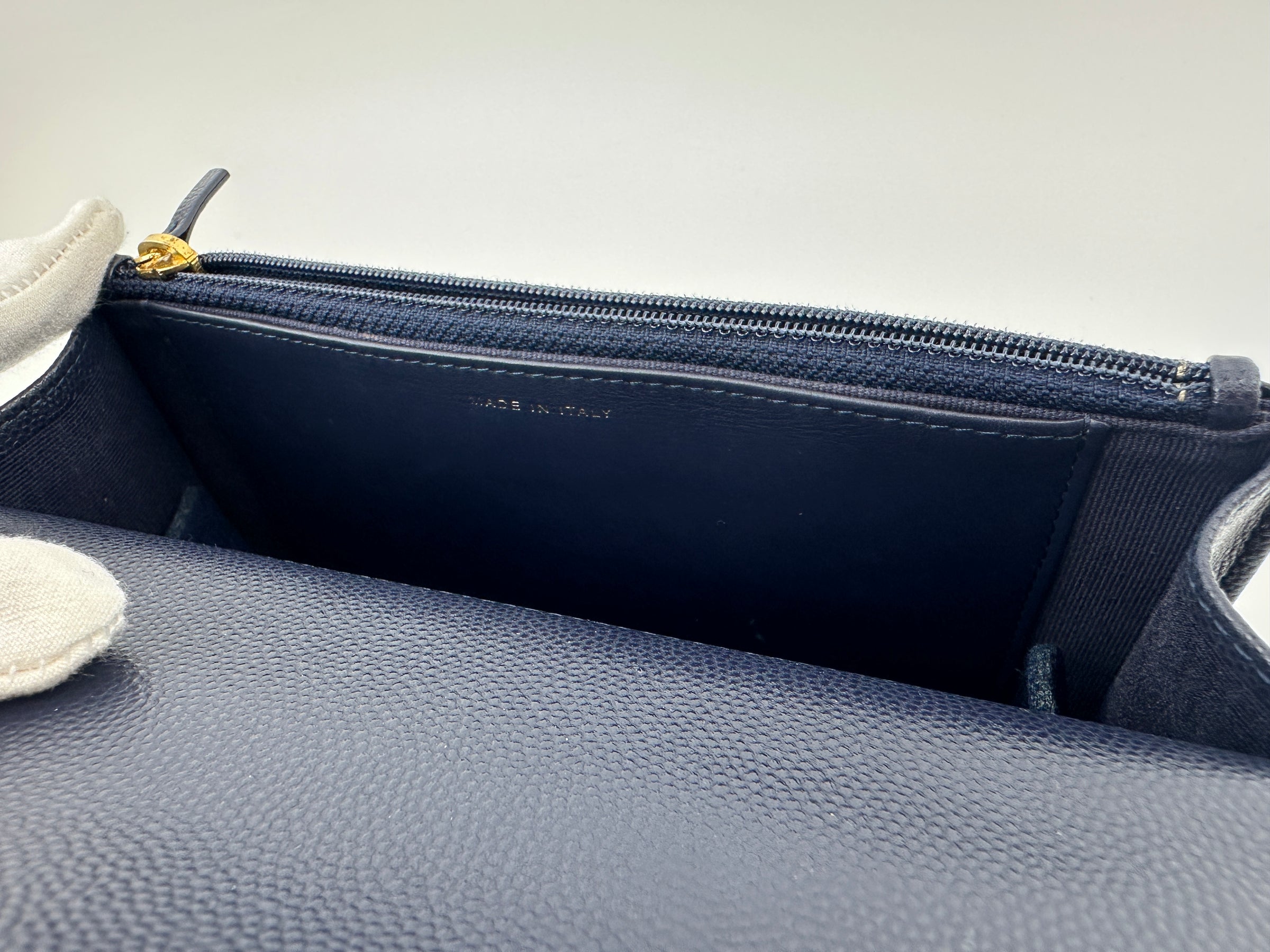 22A Pocket Twins Navy Caviar Wallet on Chain GHW