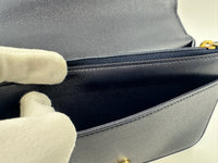 22A Pocket Twins Navy Caviar Wallet on Chain GHW