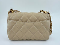AS5239 25P Mini Beige Caviar Top Handle Flap Bag GHW