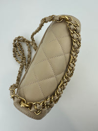 AS5239 25P Mini Beige Caviar Top Handle Flap Bag GHW