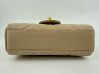AS5239 25P Mini Beige Caviar Top Handle Flap Bag GHW