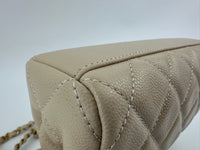 AS5239 25P Mini Beige Caviar Top Handle Flap Bag GHW