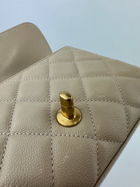 AS5239 25P Mini Beige Caviar Top Handle Flap Bag GHW