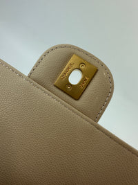 AS5239 25P Mini Beige Caviar Top Handle Flap Bag GHW