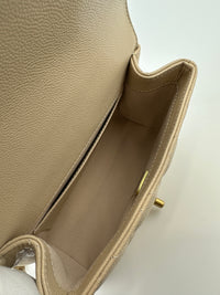 AS5239 25P Mini Beige Caviar Top Handle Flap Bag GHW