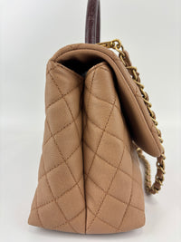 A92991 Coco Handle Medium 29cm in Brown Caviar with Lizard Handle GHW