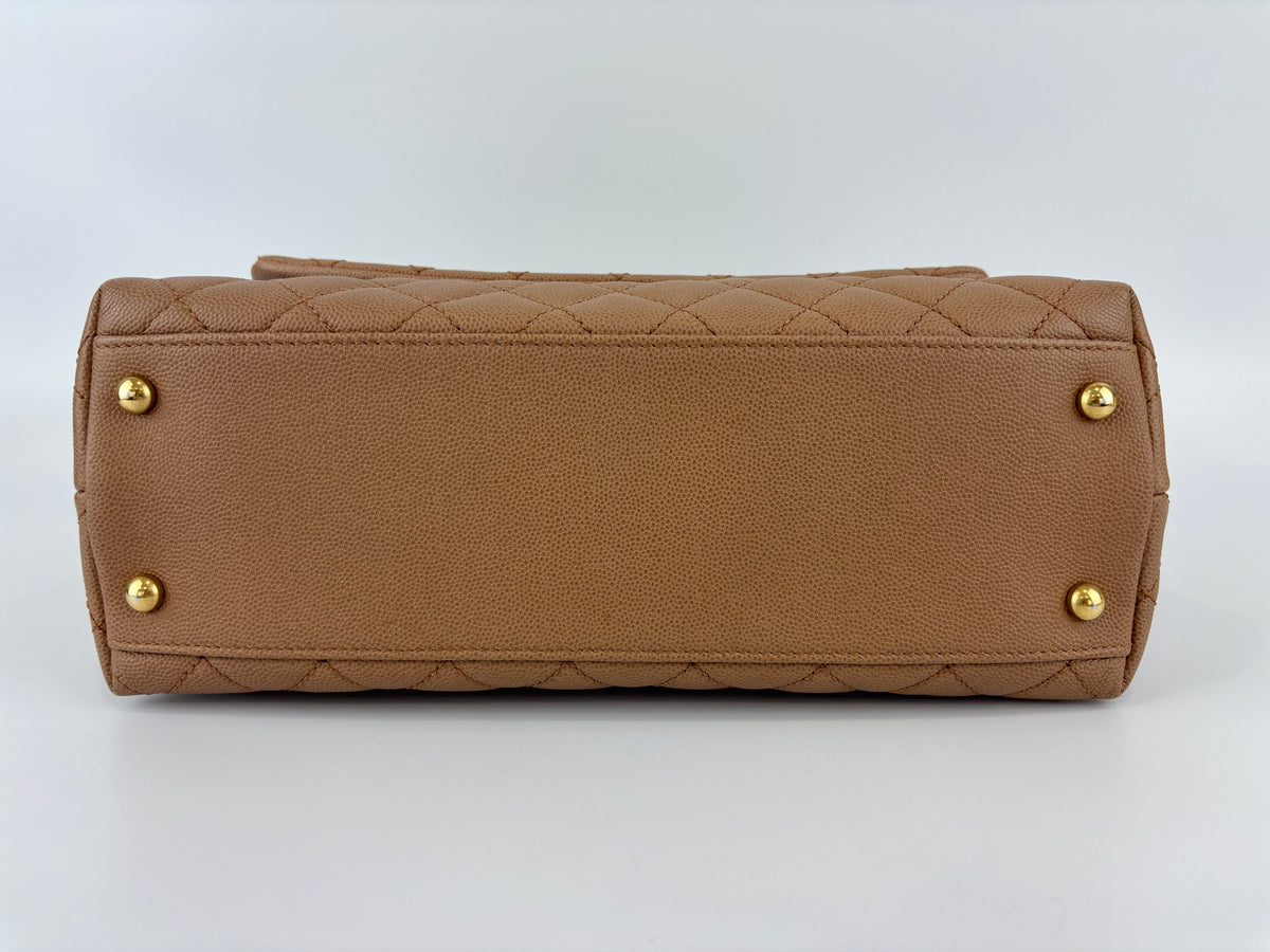 A92991 Coco Handle Medium 29cm in Brown Caviar with Lizard Handle GHW