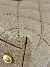 A92991 Coco Handle Medium 29cm in Brown Caviar with Lizard Handle GHW