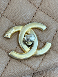 A92991 Coco Handle Medium 29cm in Brown Caviar with Lizard Handle GHW