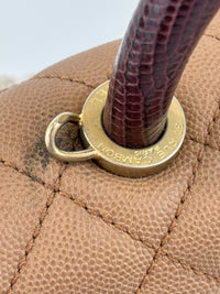 A92991 Coco Handle Medium 29cm in Brown Caviar with Lizard Handle GHW