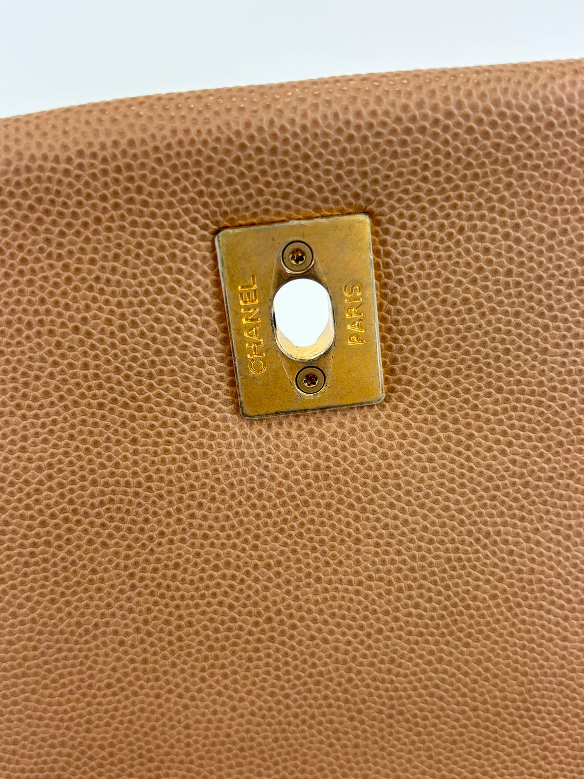 A92991 Coco Handle Medium 29cm in Brown Caviar with Lizard Handle GHW