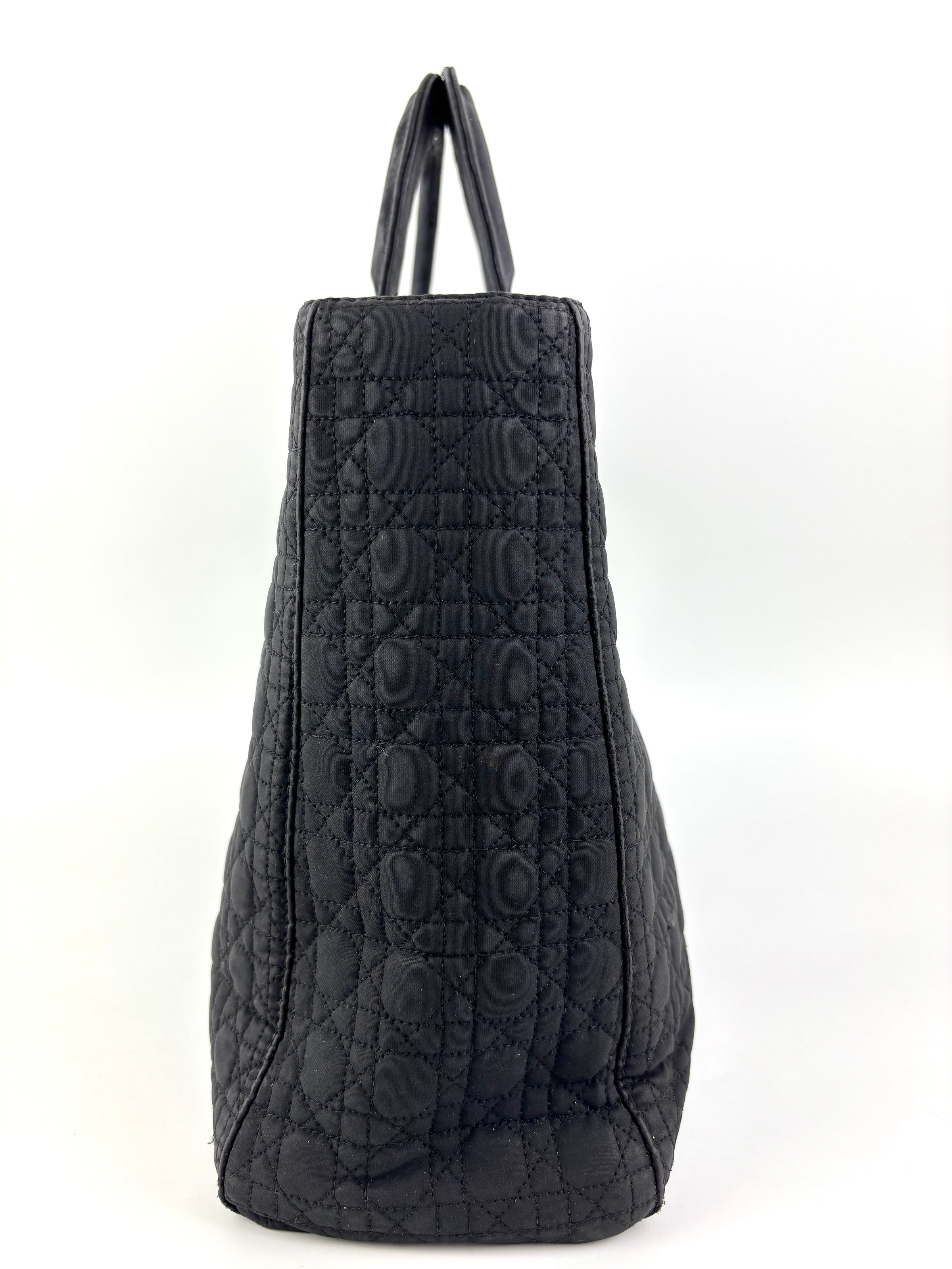 Medium Vintage Lady Dior Black Cannage Quilted Nylon Bag - Glampot