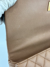 A92991 Coco Handle Medium 29cm in Brown Caviar with Lizard Handle GHW