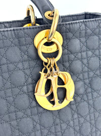 Medium Vintage Lady Dior Black Cannage Quilted Nylon Bag - Glampot