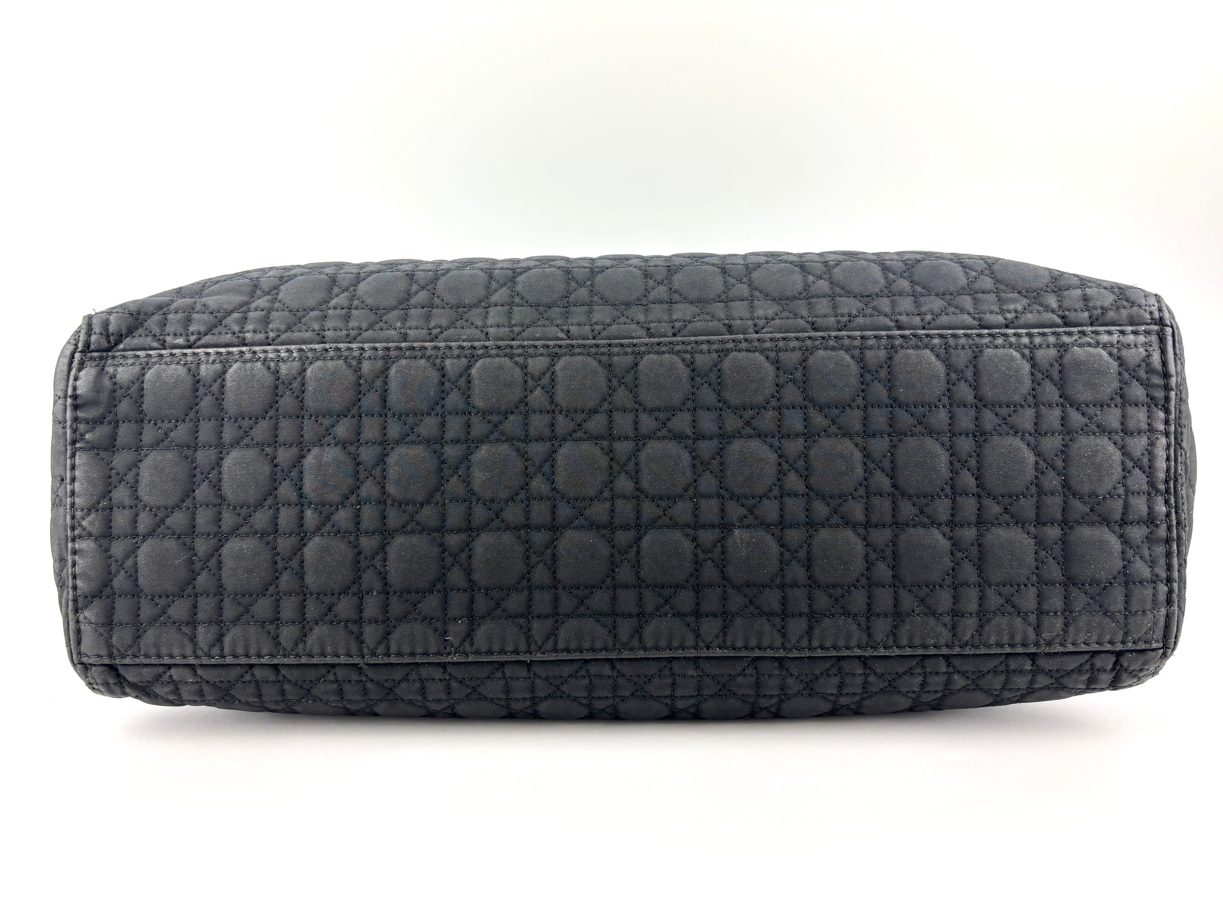 Medium Vintage Lady Dior Black Cannage Quilted Nylon Bag - Glampot