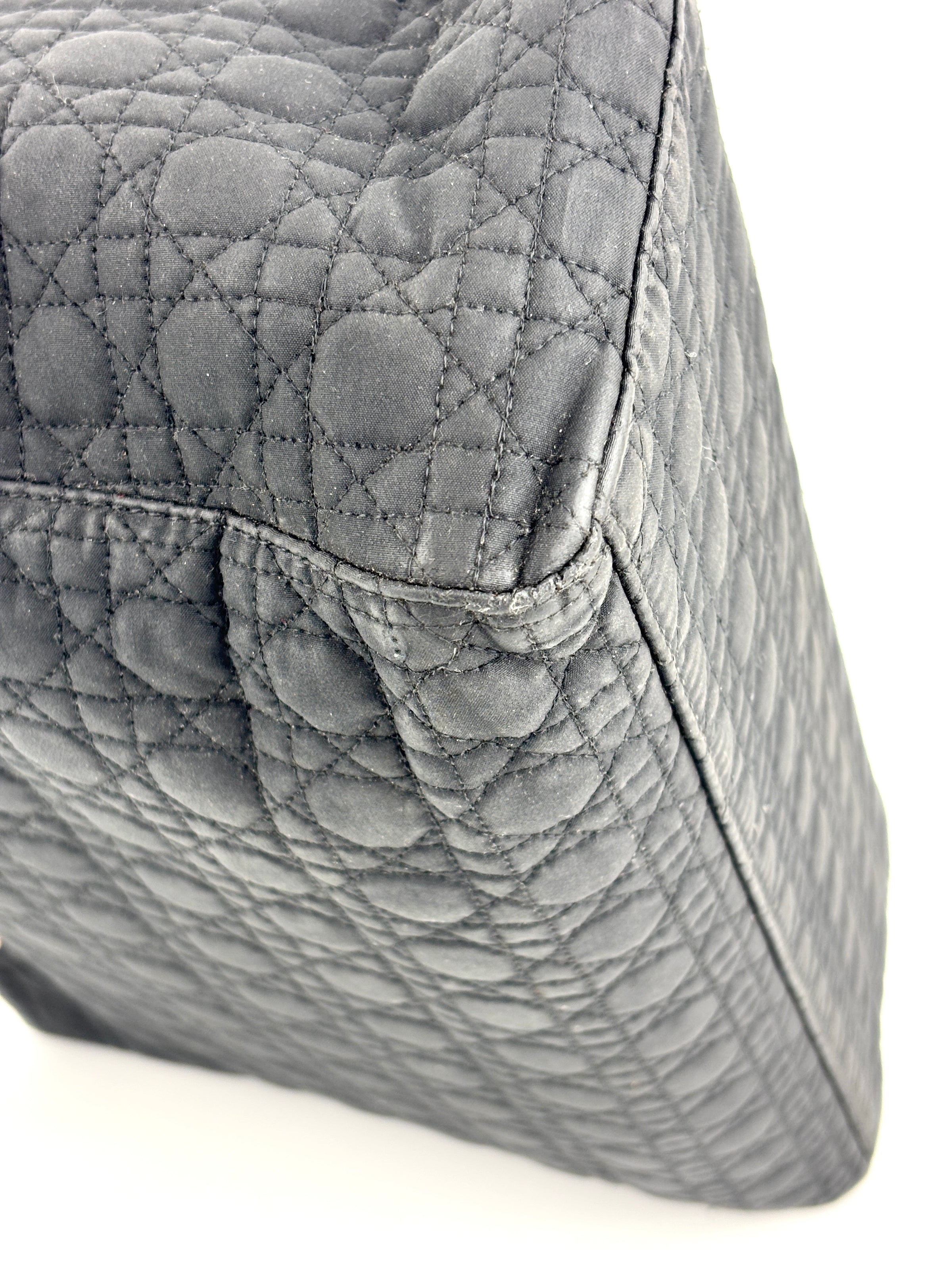 Medium Vintage Lady Dior Black Cannage Quilted Nylon Bag - Glampot