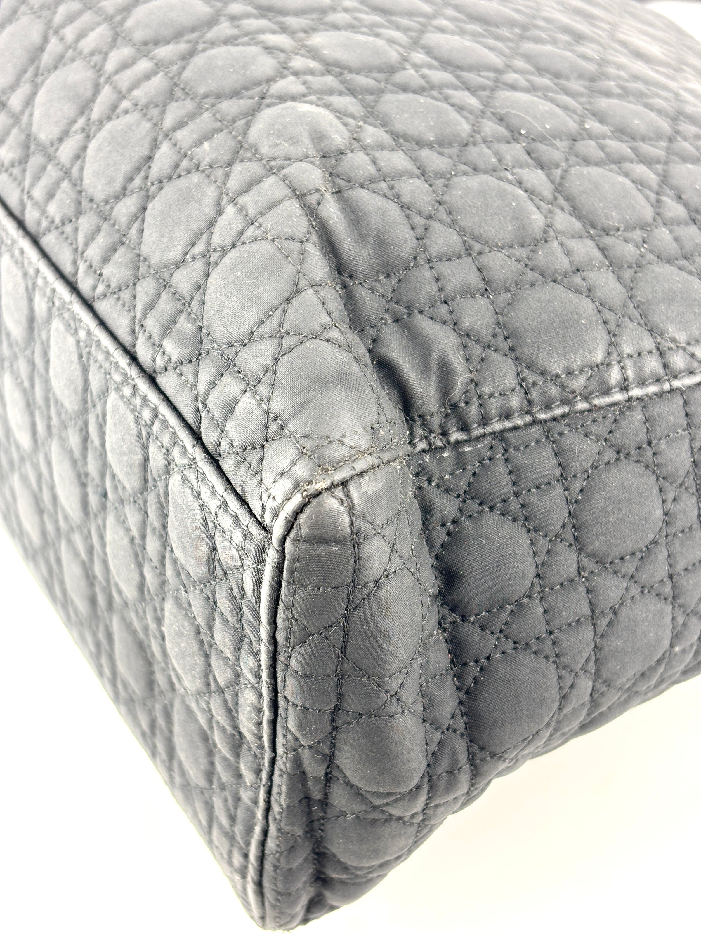 Medium Vintage Lady Dior Black Cannage Quilted Nylon Bag - Glampot