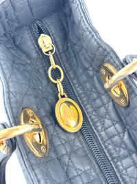 Medium Vintage Lady Dior Black Cannage Quilted Nylon Bag - Glampot