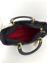 Medium Vintage Lady Dior Black Cannage Quilted Nylon Bag - Glampot