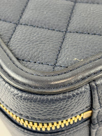 Medium Filigree Vanity Case in Navy Blue Quilted Caviar GHW