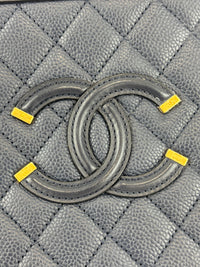 Medium Filigree Vanity Case in Navy Blue Quilted Caviar GHW