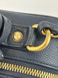 Medium Filigree Vanity Case in Navy Blue Quilted Caviar GHW