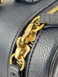 Medium Filigree Vanity Case in Navy Blue Quilted Caviar GHW