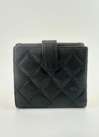 Compact Quilted Black Caviar CC Wallet SHW