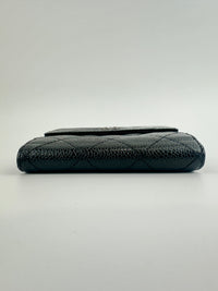 Compact Quilted Black Caviar CC Wallet SHW