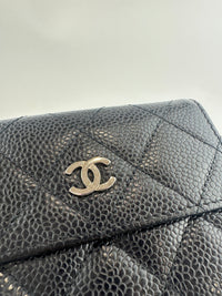 Compact Quilted Black Caviar CC Wallet SHW