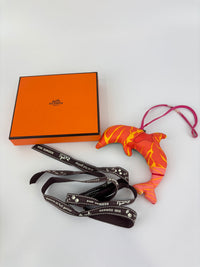 Petit H Dolphin Bag Charm in Multicolour Pink / Green / Orange